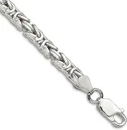 [JewelryWeb] 925 Sterling Silver Solid Polished 3.25mm Byzantine Chain Bracelet Lobster Claw Link-Bracelet for Women and Men