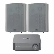 WiiM Hi-Res Streaming Amplifier w/ Outdoor Patio Audio Stereo Speakers Set