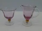 RARE Royal Doulton Hand Blown Pink Glass Crystal Pink Creamer & Sugar NWT