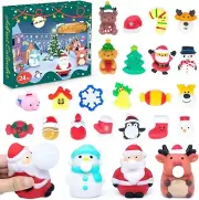Advent Calendar 2024 with 3 Cute Jumbo and 21 Mochi Squishy Toys - 24 Days Chris