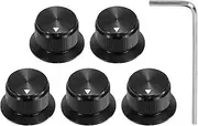 uxcell 5Pcs Aluminium Potentiometer Knobs 1/4" Volume Tone Control Top Hat Knobs with L-Type Hexagonal Wrench for Guitar Instruments Audio Mixer Amplifier Black