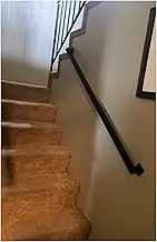 Black Metal Wall Mount S il for Elderly/Kids Heavy Duty Hand Rail for Stairs Complete Set with Support Rods