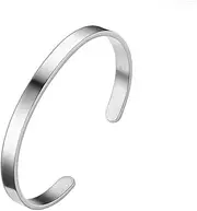 [AIMALL] 6MM Stainless Steel Twisted Open Cuff Bracelet, Unisex Adjustable Bangle in Silver, Minimalist Polished Wristwear for Men & Women