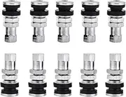 10pcs Metal Valve Stems, Metal Car Truck Motorcycle Bolt in Tire Tyre Valve Short Stems with Dust Cap for ATV Car Go-Kart Boat Trailer Motorcycle