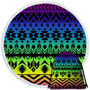 Colorful Aztec Round Beach Towel