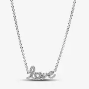 Pandora Sparkling Handwritten Love Collier crystal Necklace
