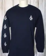 MENS VOLCOM LONG SLEEVE NAVY BLUE T-SHIRT SIZE M