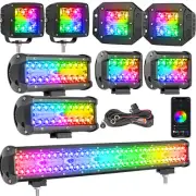 Wiring Kit+ 3"/4"/20" LED Work Light RGB Halo Ring Chasing Bluetooth Strobe Cube (for: Porsche)