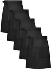5 Pack Half Bistro Aprons with 2 Pockets Unisex Black Server Apron with Extra...