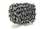 Black Spinel beaded necklace rosary chain jewelry making finding Silver plated