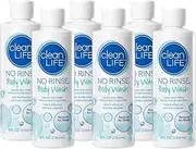 No-Rinse Body Wash, 8 fl oz - Leaves Skin Clean, Moisturized and Odor-Free (Pack of 6)