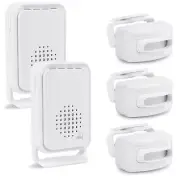 Wireless Motion Sensor *3 Doorbell 2 Receiver Alarm Set IP64 Waterproof White