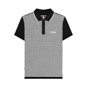 Lambretta Mens Gingham All-Over Print Polo Shirt
