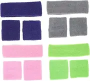 [Toddmomy] 4 Sets Boys and Girls Sports Headband Boys Wristband Basketball Sweatband Elastic Use