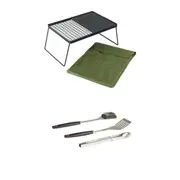 Adventure Kings Camp Fire BBQ Plate Combo Grill and Hotplate + Cooking Tool Set