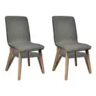 vidaXL Dining Chairs 2 pcs Light Grey Fabric and Solid Oak Wood 2BB
