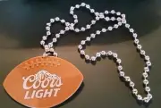 1X COORS LIGHT FOOTBALL SHAPED BEADED NECKLACE NEW FOR NFL SUPERBOWL GIVEAWAYS