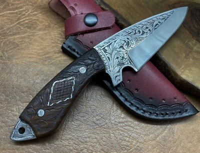 Beautiful Handmade Hand engraved Damascus Steel D2 Steel Camping tool Collectabl