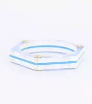 CLEAR AND BLUE STRIPE HEXAGON SHAPE BANGLE BRACELET