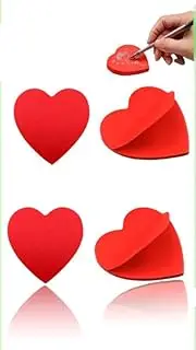 Honwor Red Heart-Shaped Sticky Notes - 4 Pack | Adorable Self-Adhesive Memo Pads for School, Office, Valentine's Day & Home Decor