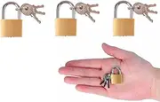 Pack of 3 20mm Solid Brass Padlocks with 9 Keys - Small Locker Padlocks, Solid Brass Body, Mini Luggage, Tool Box, Jewellery Box and Cupboard Padlocks