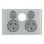 Clipsal Saturn Double Powerpoint without Removable Switch Ocean Mist