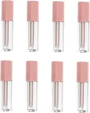 Mikinona 8 Pack 5ml Heart Lip Gloss Bottles Sturdy Storage Containers Brush Cap for Cosmetics Travel-friendly