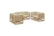 6 Piece Garden Lounge Set with Cushions Solid Pinewood vidaXL