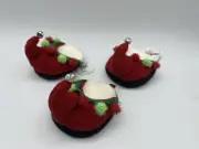 DrinkWear Christmas Favors Plush Wearable Coasters Set Of 3 NEW Elf Shoes Wine