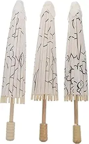 [LIFKOME] 3pcs Graffiti Paper Umbrella Crafts for Oil Paper Parasol Rainproof Parasol DIY Drawing Umbrella Oil Paper Umbrella Japanese Parasol Toys Blank Paper Kid Toys Wood White