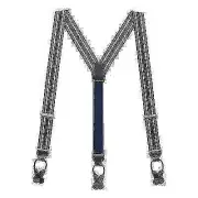 SuspenderStore Dressy Striped Grosgrain Suspenders- 1.38" Wide- BUTTON- 2 Sizes