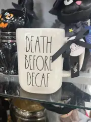 Rae Dunn Death Before Decaf Halloween NEW 2024 Coffee Tea Mug