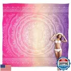 Sunlit 10'x9' Extra Large Boho Sand Proof Beach Blanket, Sand Proof Mat with