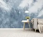 3D White Feather Wallpaper Wall Mural Removable Self-adhesive 71