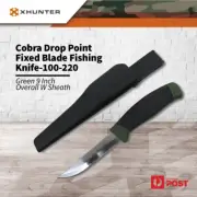 Cobra 9" Green Hunting Fixed Blade Fishing Knife100-220 Kf0312 Green