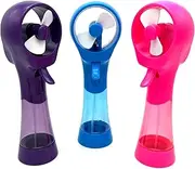 BJPEY Handheld Misting Fan with Spray Function - Portable Battery Operated Personal Cooling Fans for Travel, Beach, Camping (Blue+Purple+Pink)