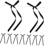 SOLUSTRE 40pcs Bowknot Cake Toppers: Black Bowknot Cupcake Toppers Birthday Cake Decorations For Wedding Baby Shower Party Supplies