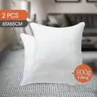 2x European Cushion Pillow Insert Premium Polyester 800g White 65x65cm New