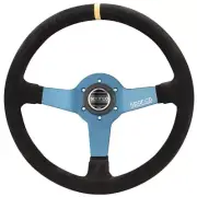 Sparco Monza L550 Suede Black Blue center Yellow Stripe 350mm / 63mm Dish