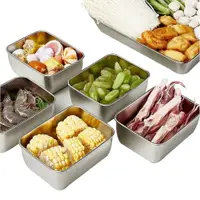 在飛比找ETMall東森購物網優惠-304不銹鋼方盤水果盤備菜盤長方形托盤冰箱保鮮盒野餐盒食品級