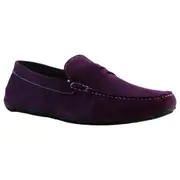 Mens Zasel Breeze Suede Leather Casual Dark Purple Slip On Boat Deck Shoes