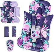 TANOFAR Car Seat Head Support Baby - Infant Car Seat Insert for Newborn Girls Boys - Soft Carseat Head Support for Infant - Newborn Carseat Insert for Car Seats, Strollers, Swings (Purple Floral)