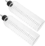 Ipetboom Hair Dye Bottles Measuring Scale 2 Pack of Squeeze Applicator Bottles for Salon Home Oil Shampoo Mixing