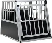 Durable Dog Cage with Single Door - 65x91x69.5 cm, Aluminium & MDF Construction, Secure Plastic Corner Connections, Portable for Car Transport, Easy Assembly, Silver