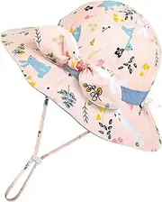 jerague Toddler Kids Baby Girl Breathable Sun Hat Cotton Foldable 50+ SPF Protective