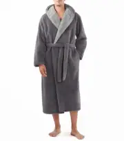 Men's Soft Plush Fleece Robe Full Length Hooded Long Bathrobe for Men with Ho...