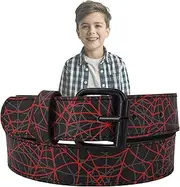 [EANAGO] Spiderboy Belt for Children – Modern Children's Belt for Boys from Approx. 6 to 15 Years, with Cool Spider Web Pattern – Children's Belt Boy – Belt Boy, black, One size