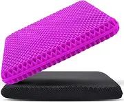 Cooling Gel Seat Cushion, Thick Big Breathable Honeycomb Design Absorbs Pressure Points Seat Cushion with Non-Slip Cover Gel Cushion for Home Office Chair Car Seat Cushion Wheelchair, Purple
