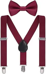 [Bskifnn] Kids Suspenders Bow Tie Sets Classic Solid Color Toddler Suspenders for Kids Wedding Party