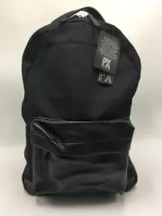 PX Clothing Mens Canvas and Vegan Leather Backpack Black 18x12x5